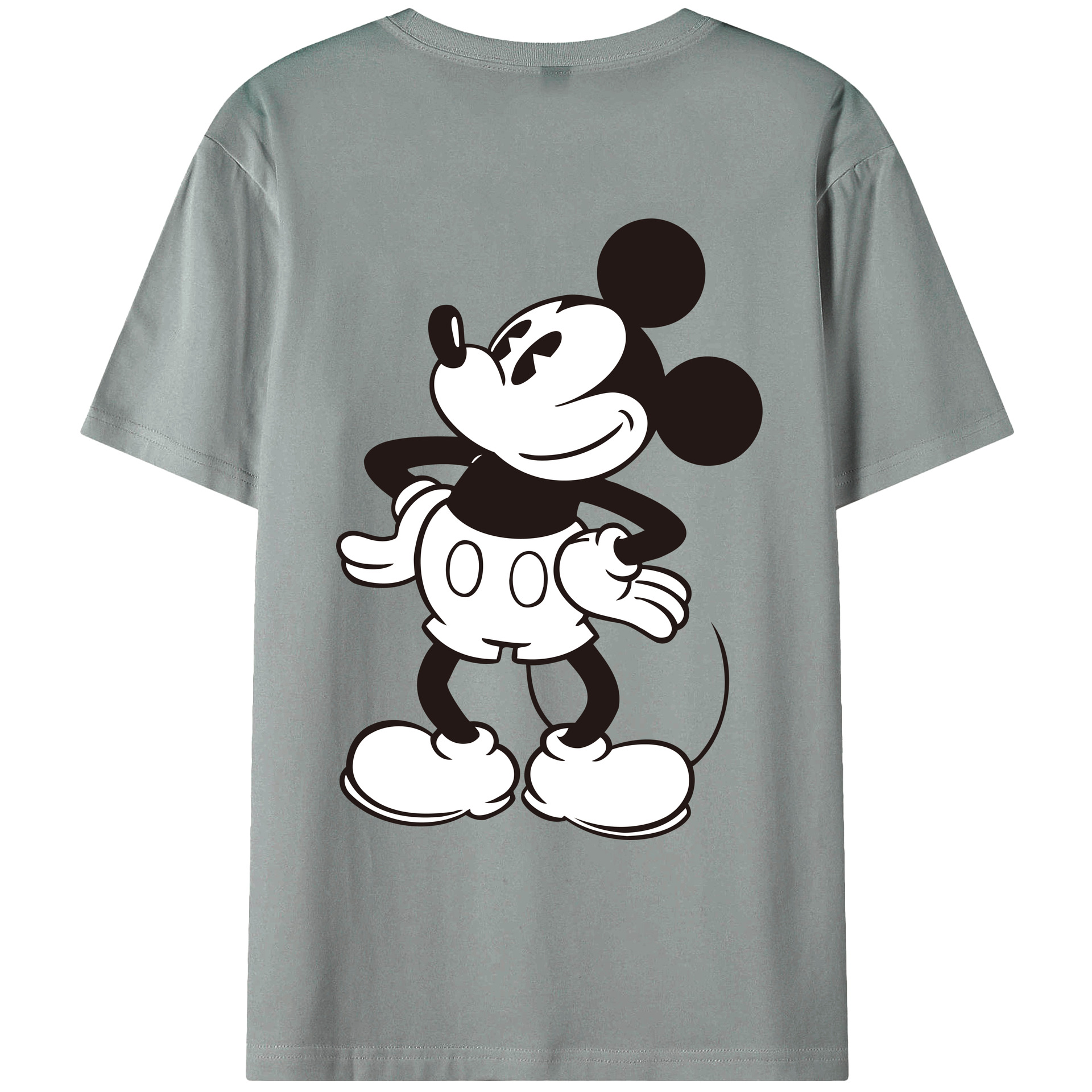 ミッキーマウス Mickey Mouse 綿100％ メンズ半袖Tシャツ（バックプリント） 通気性